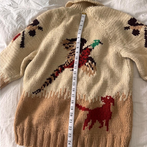 Cowichan hunting sweater - vintage wool- Cream and Tan Women's Sweater - Picture 7 of 8